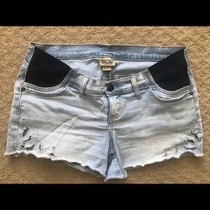 Indigo Blue Maternity Shorts - Lt Blue w/Cutouts